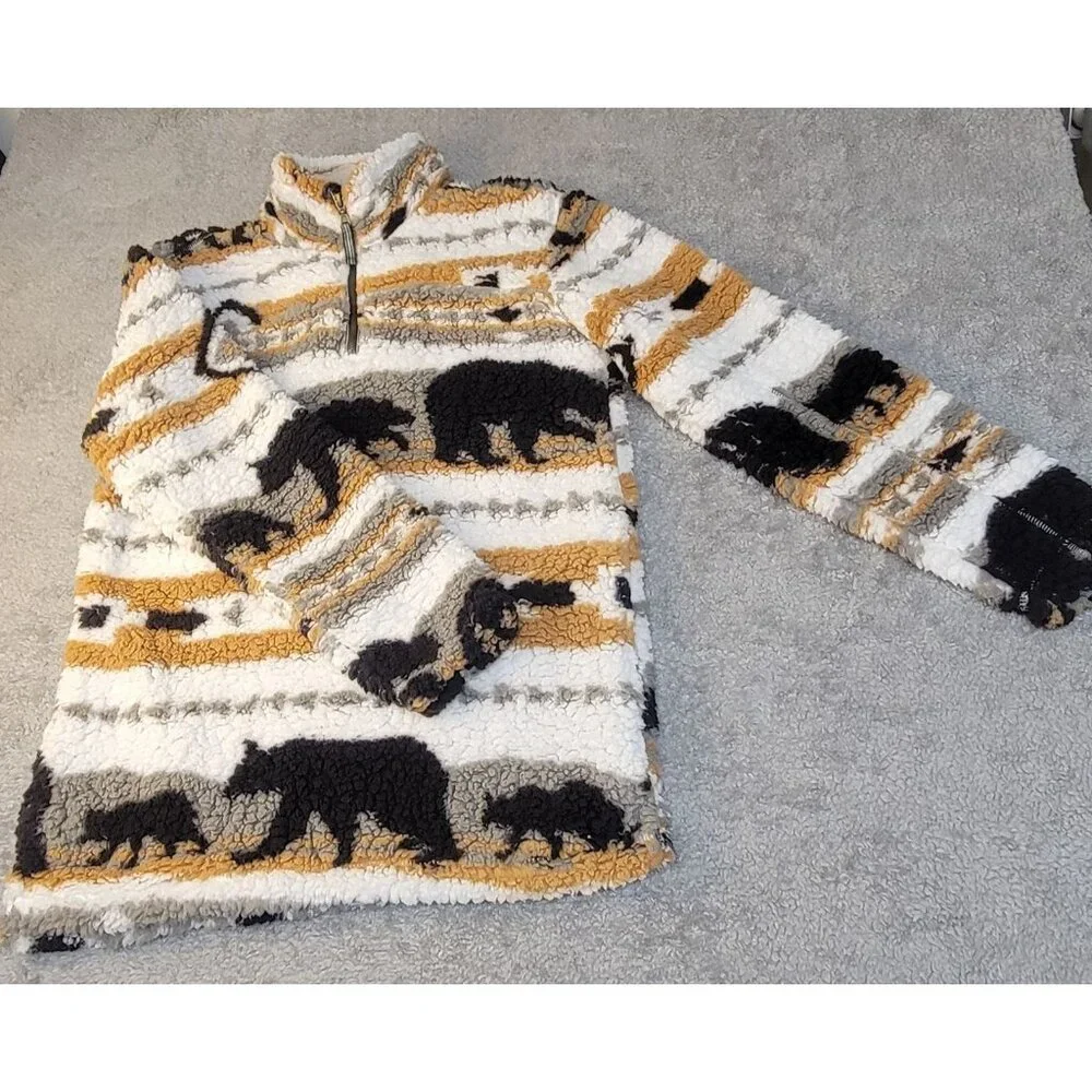 Cabin Fever by Ramatex Sherpa Pullover Bear Sweater - Picture 15 of 15